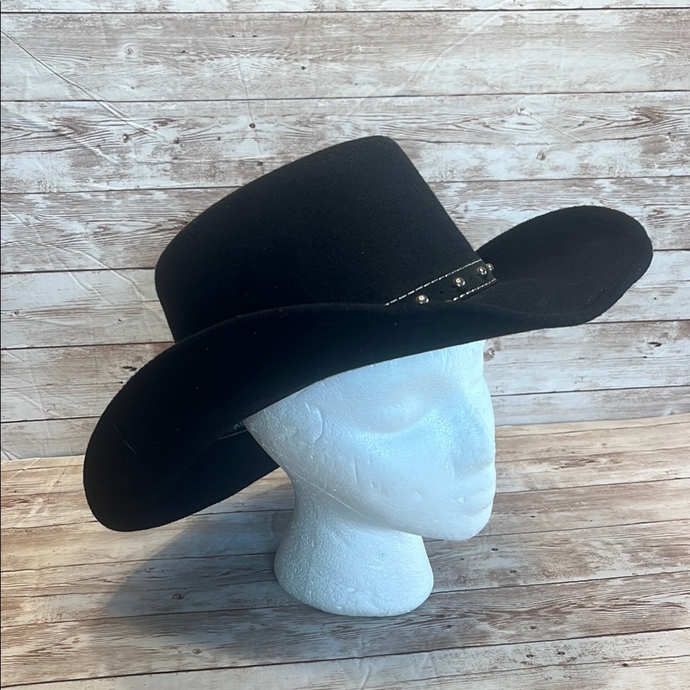 Texas Hat Co Pigalle Black and Silver Western Style Hat with Studded Band 7-1/8 - Picture 4 of 9